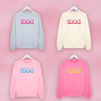 Personalised Birth Year Neon Sweatshirt Jumper