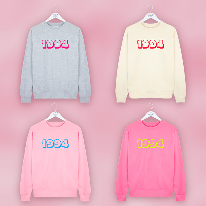 Personalised Birth Year Neon Sweatshirt Jumper