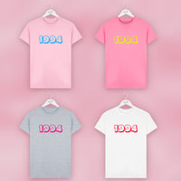 Personalised Birth Year Neon T Shirt