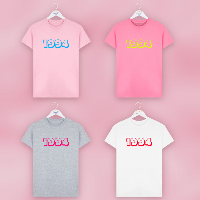 Personalised Birth Year Neon T Shirt