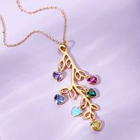 Personalised Birthstone Heart Family Tree Necklace
