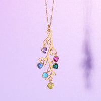 Personalised Birthstone Heart Family Tree Necklace