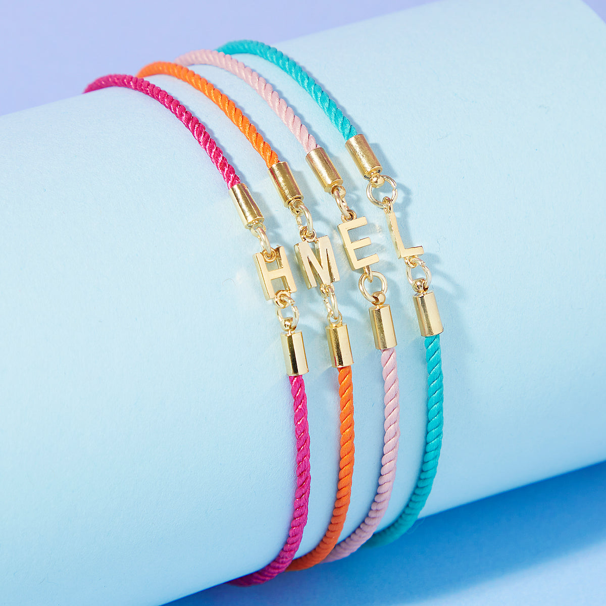 Personalised Bright Cotton and Initial Bracelet