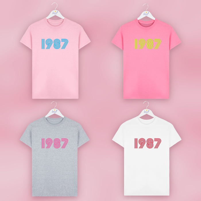 Personalised Retro Disco Font Birth Year T Shirt