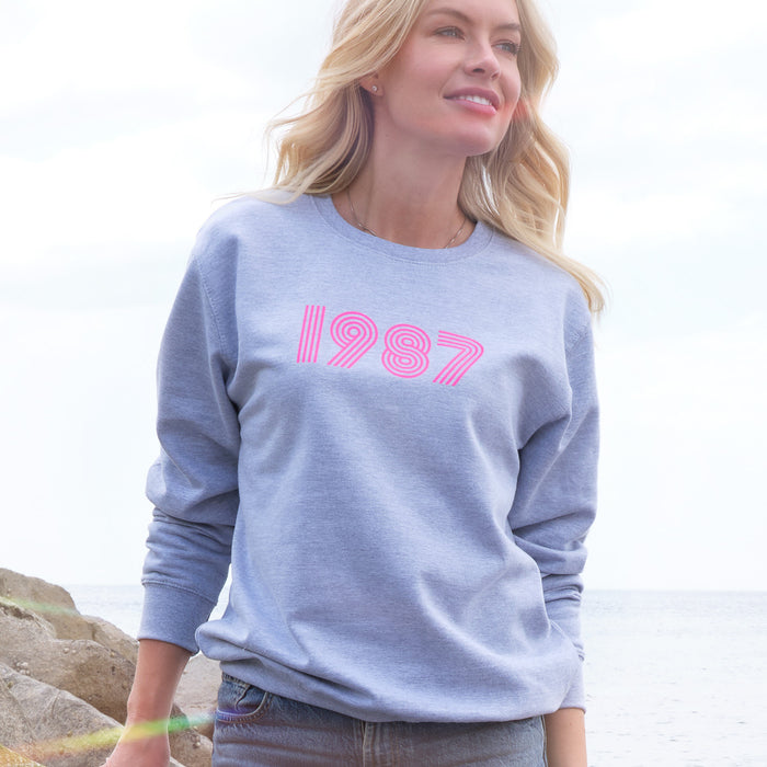 Personalised Retro Disco Font Birth Year Sweatshirt