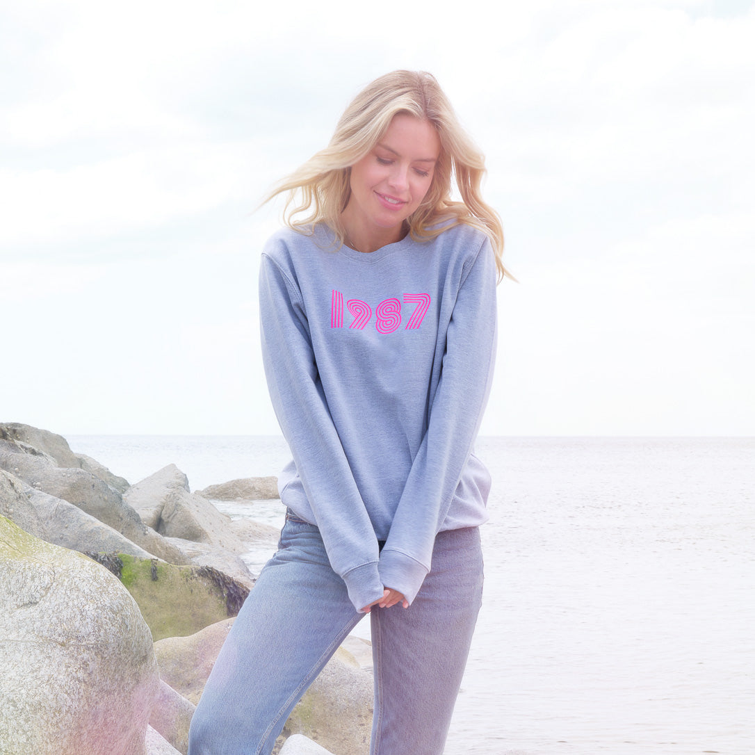 Personalised Retro Disco Font Birth Year Sweatshirt