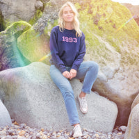 Personalised Varsity Font Birth Year Sweatshirt Jumper