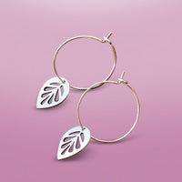 Leaf Drop Hoop Earrings