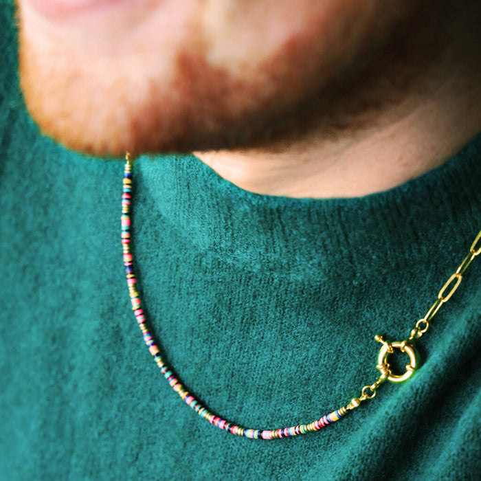 African Bead Mens Chain Necklace