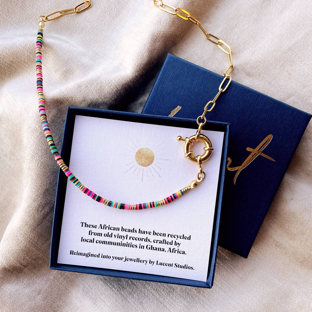 African Bead Mens Chain Necklace