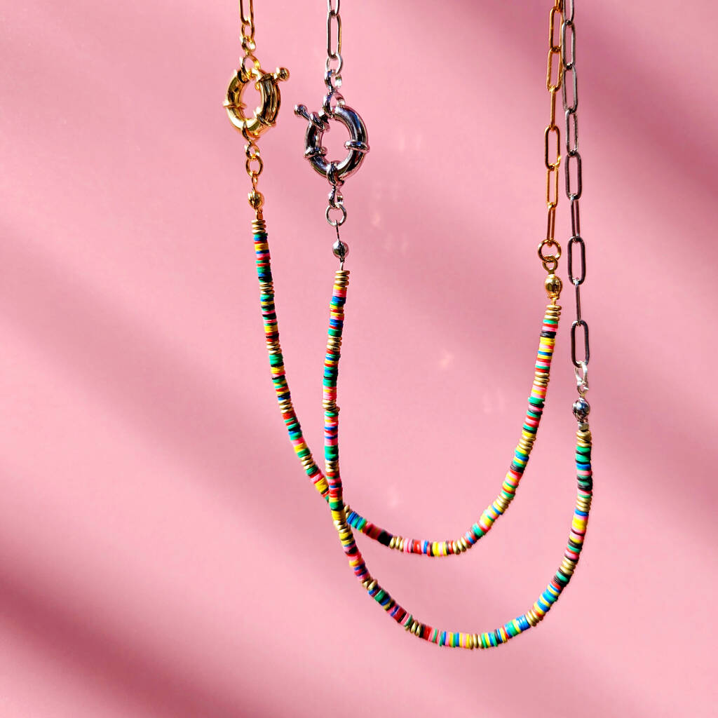 African Bead and Chain Necklace