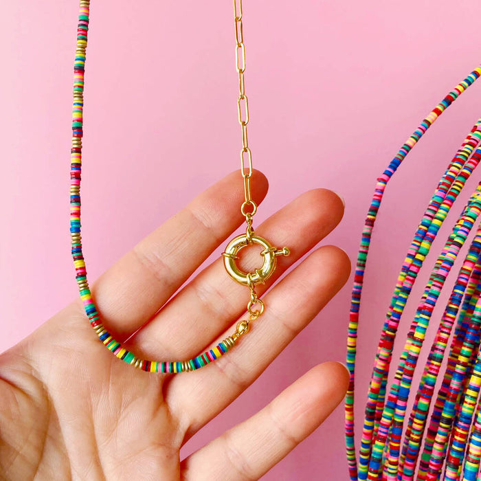 African Bead and Chain Necklace