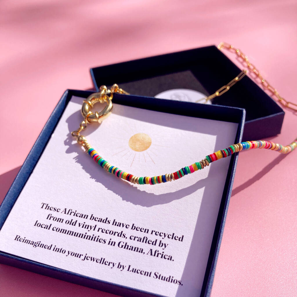 African Bead and Chain Necklace