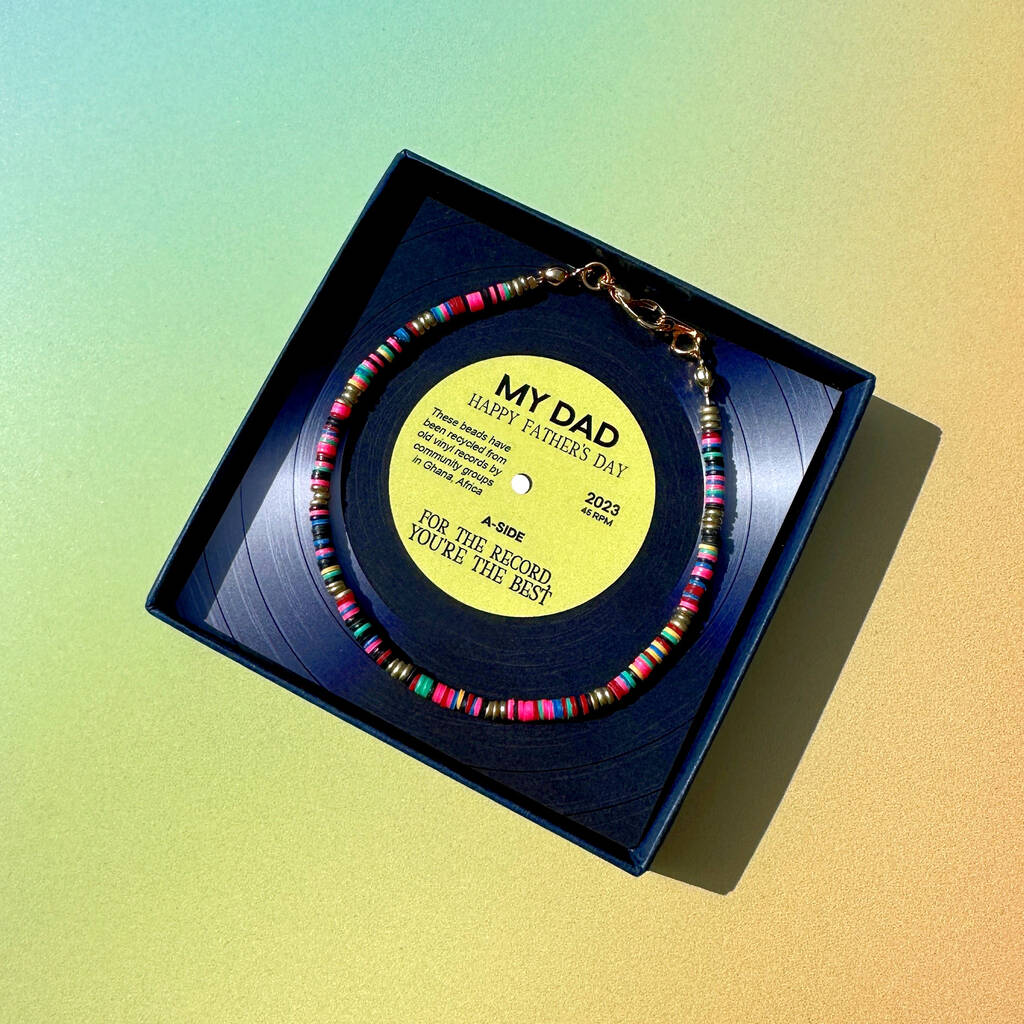 African Recycled Records Father's Day Bracelet