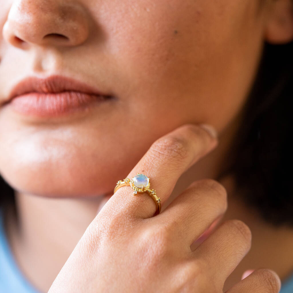 Aura Quartz Adjustable Gold Plated Ring