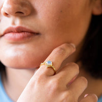 Aura Quartz Adjustable Gold Plated Ring