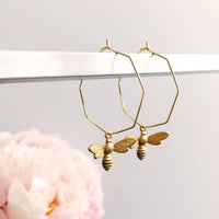 Bee Hoop Earrings