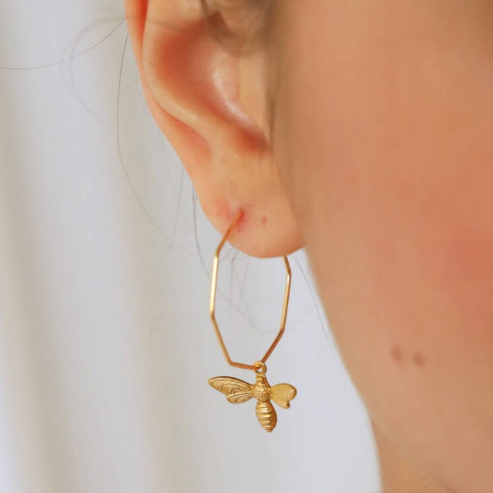 Bee Hoop Earrings