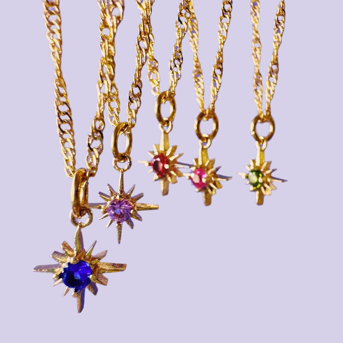 Petite Birthstone Star Necklace
