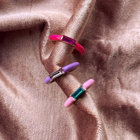 Bright Enamel and Glass Stone Ring