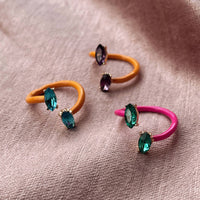 Bright Enamel and Glass Stone Ring