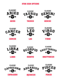 Classic Zodiac Star Sign Varsity Women's T Shirt