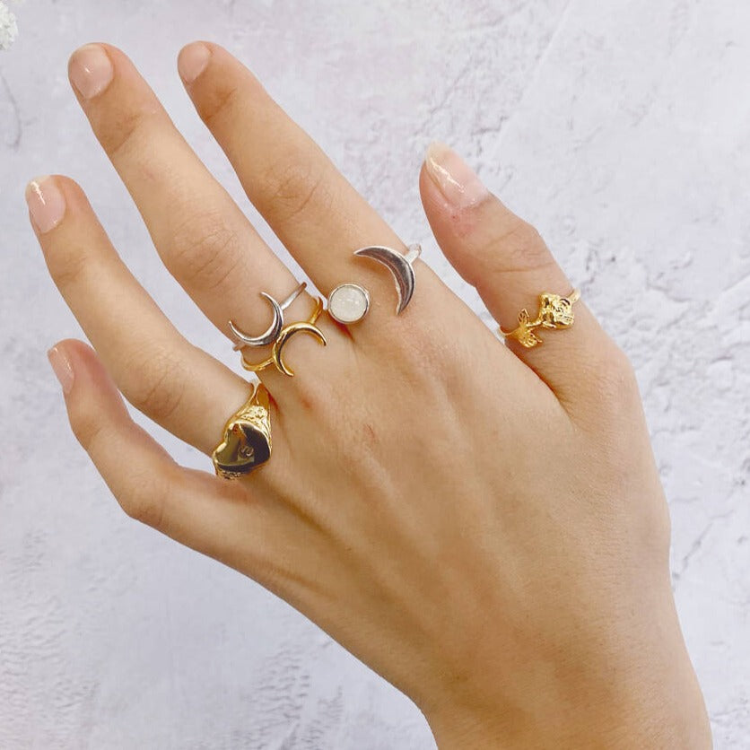 Crescent Moon Adjustable Ring