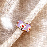 Enamel Flower Adjustable Ring