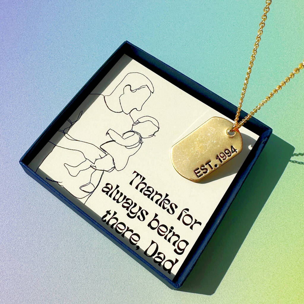 Personalised Date Gold Plated Tag Necklace