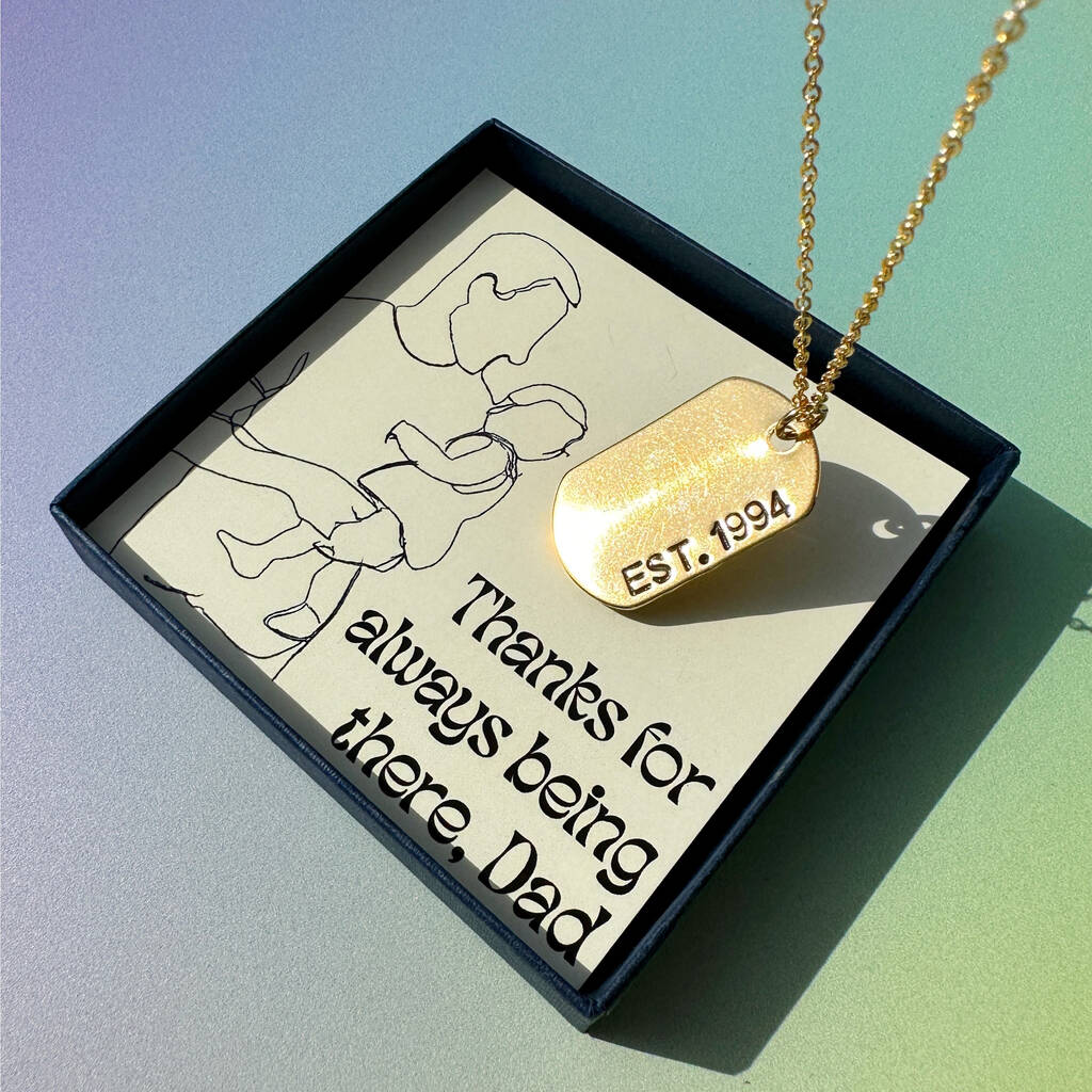 Personalised Date Gold Plated Tag Necklace