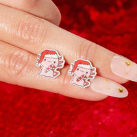 Festive Axolotl Resin Christmas Earrings