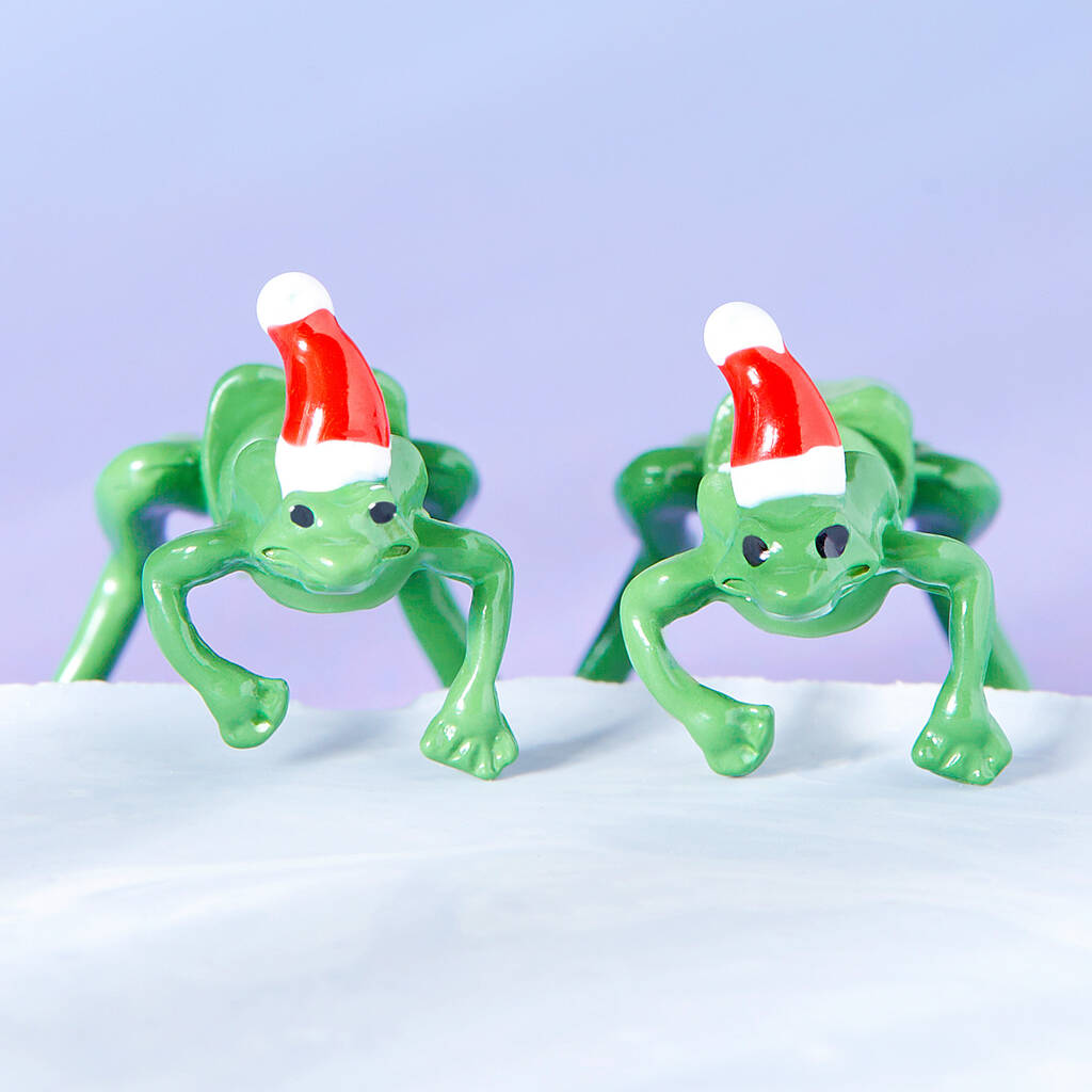 Festive Frog Christmas Earrings