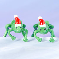 Festive Frog Christmas Earrings