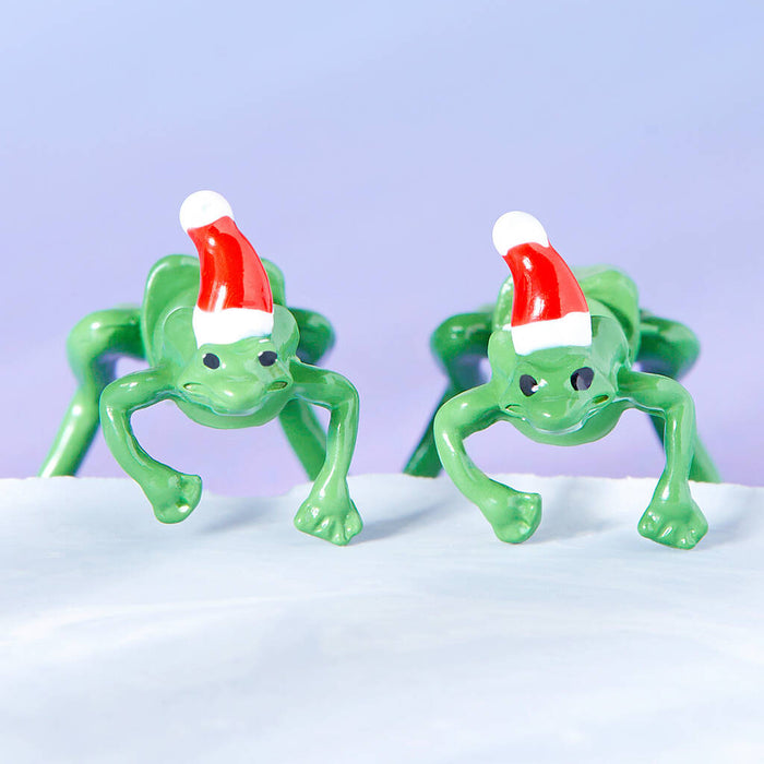 Festive Frog Christmas Earrings
