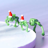 Festive Frog Christmas Earrings
