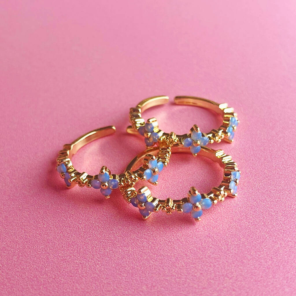 Forget Me Not Flower Gold or Silver Plated Ring
