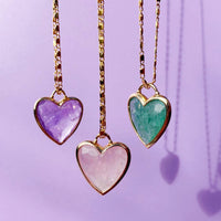 Gemstone Heart Gold Plated Valentines Pendant Necklace