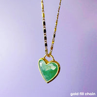 Gemstone Heart Gold Plated Valentines Pendant Necklace