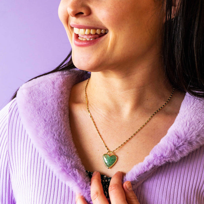 Gemstone Heart Gold Plated Valentines Pendant Necklace