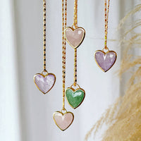 Gemstone Heart Gold Plated Valentines Pendant Necklace