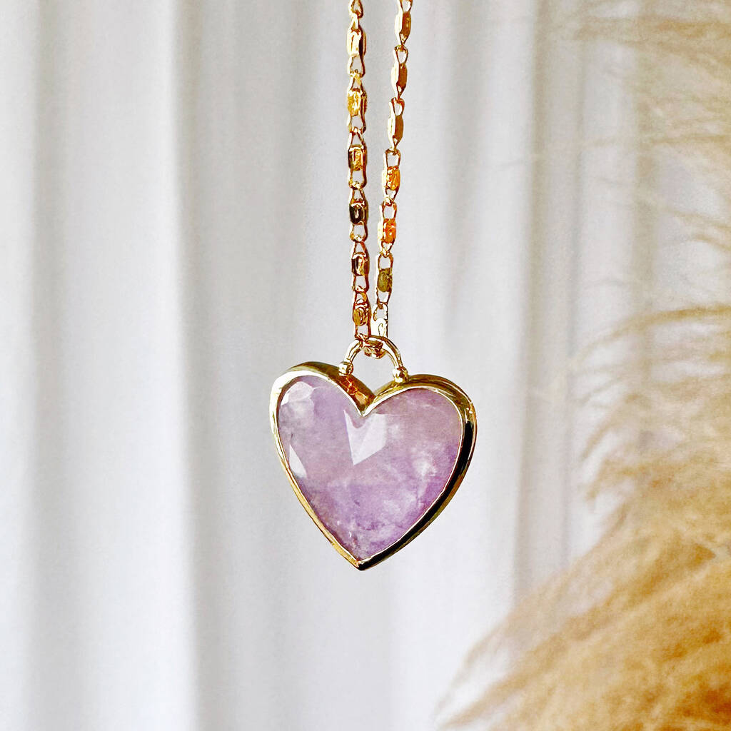 Gemstone Heart Gold Plated Valentines Pendant Necklace