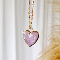 Gemstone Heart Gold Plated Valentines Pendant Necklace