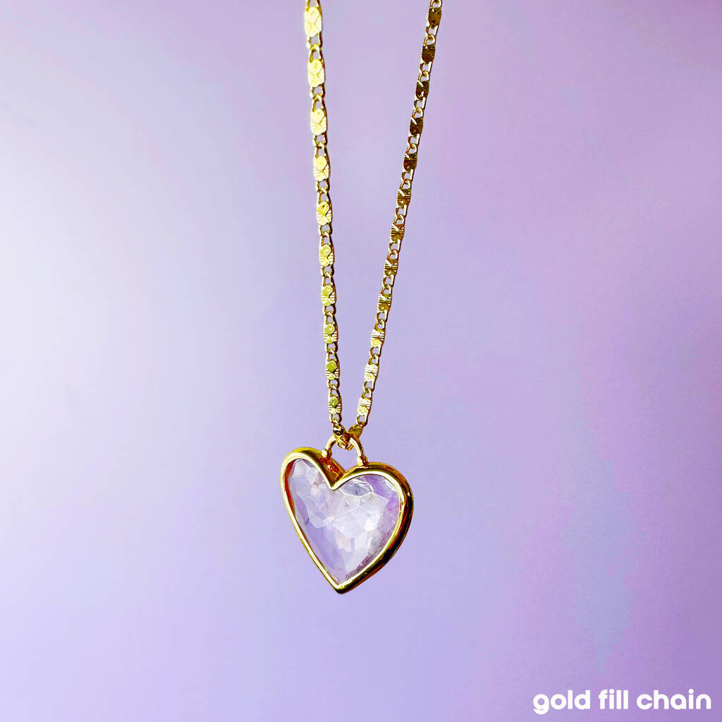 Gemstone Heart Gold Plated Valentines Pendant Necklace