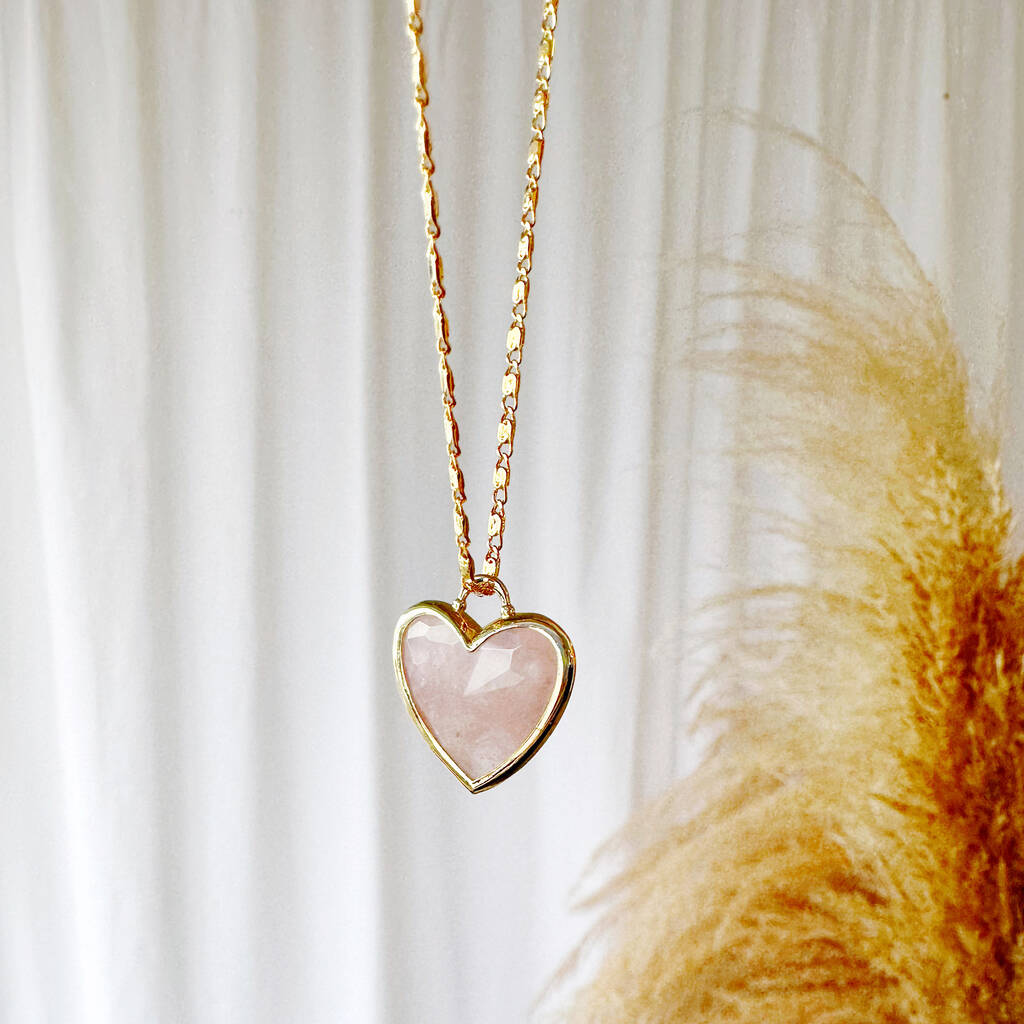 Gemstone Heart Gold Plated Valentines Pendant Necklace