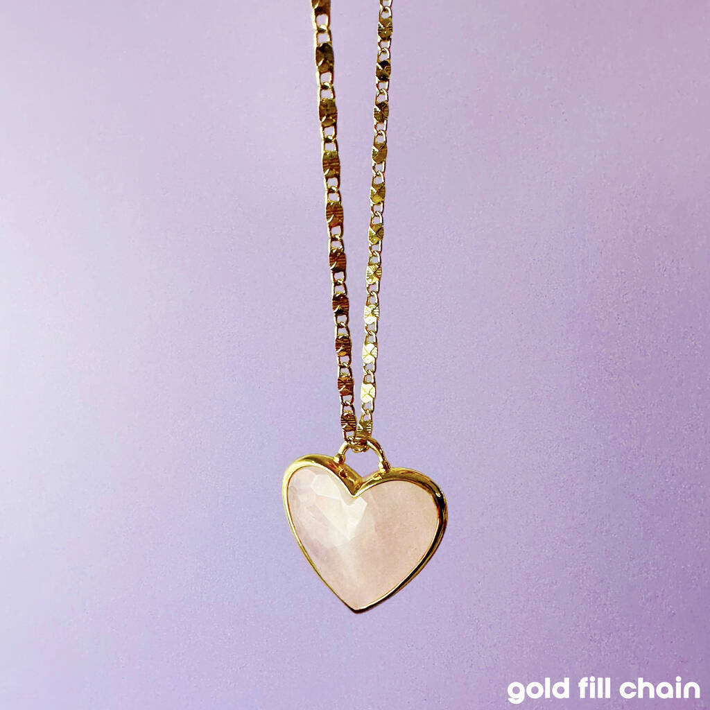 Gemstone Heart Gold Plated Valentines Pendant Necklace
