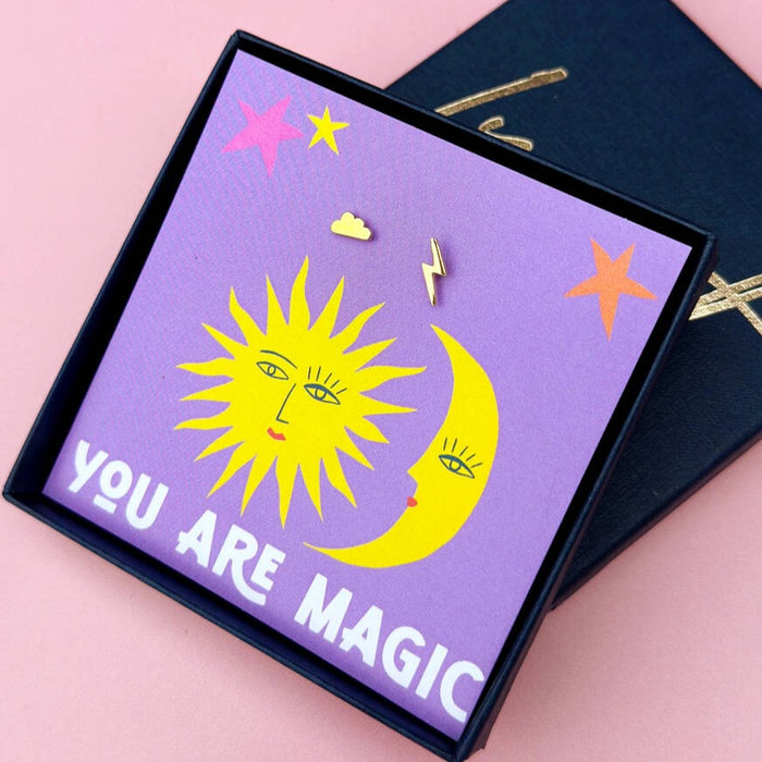 14k Gold Fill 'You Are Magic' Lightning Cloud Earrings
