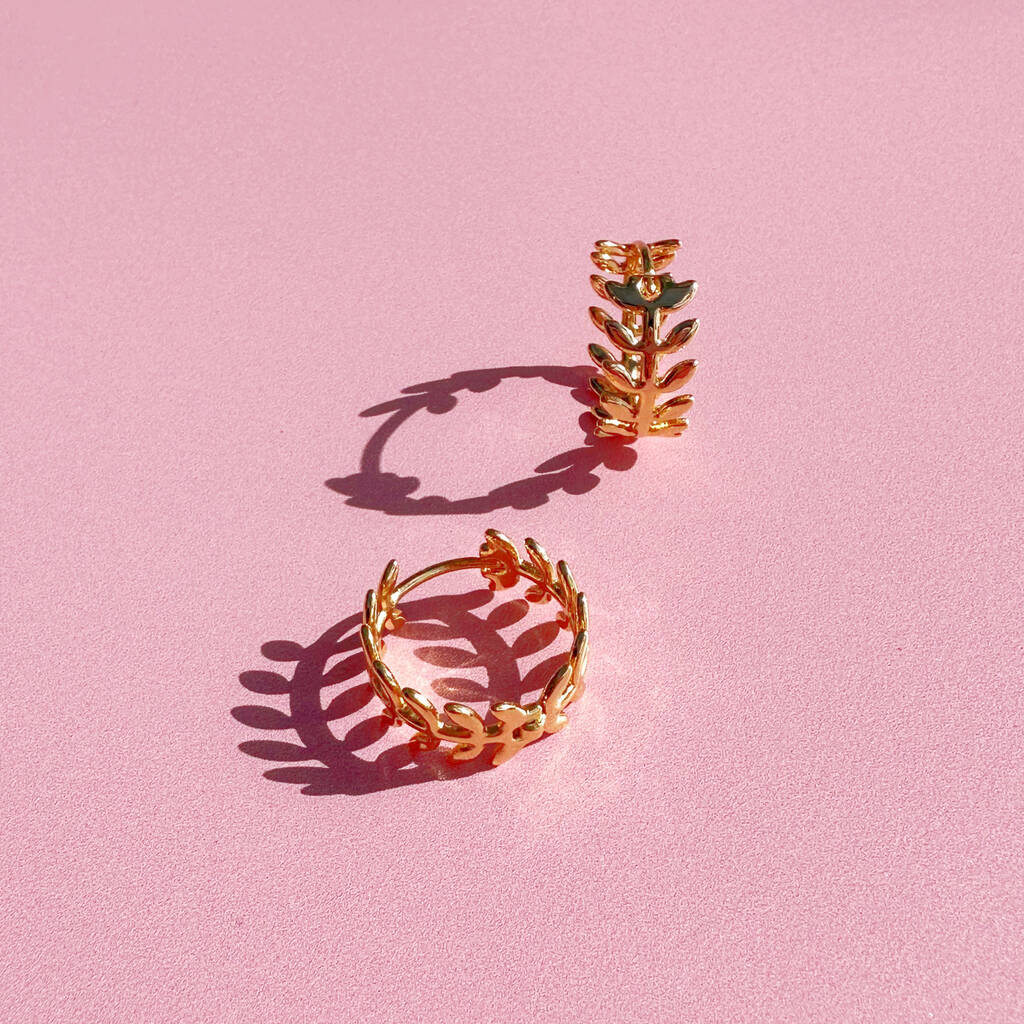 Gold Filled Leaf Hoop Earrings