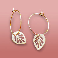 Leaf Drop Hoop Earrings
