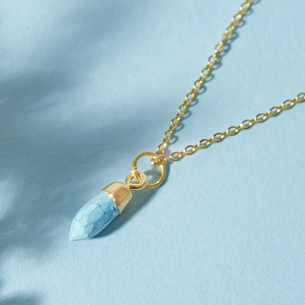 Gold Plated Mini Turquoise Gemstone Necklace
