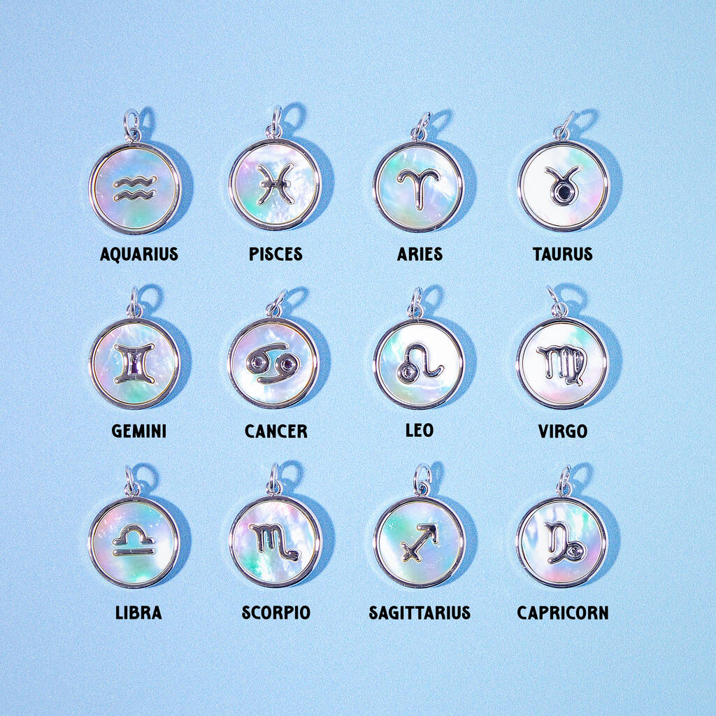 Gold Plated Mother of Pearl Zodiac Necklace